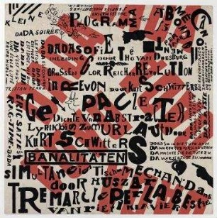 Kleine Dada Soirée. [Den Haag]. Programm der Kleinen Dada Soirée mit Theo van Doesburg, Vilmos Huszár, Kurt Schwitters und Nelly van Doesburg, 1923.