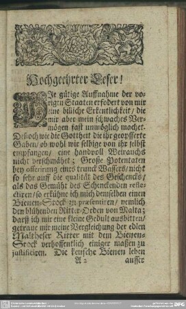 Hochgeehrter Leser!