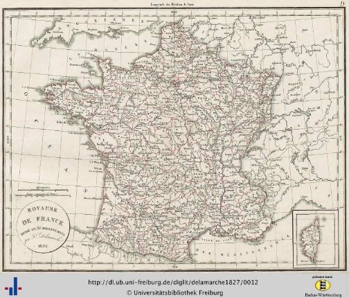 Royaume de France divisé en 86 départements. 1826.