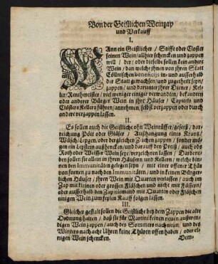 Von der Geistlichen Weinzap und Verkauff