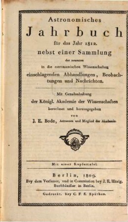 Astronomisches Jahrbuch. 1812 (1809)