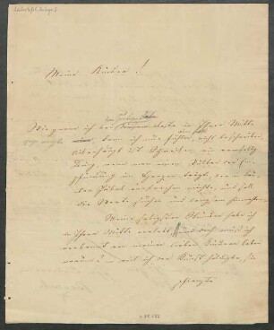 Brief von Johann Benesch an Mainzer Liedertafel