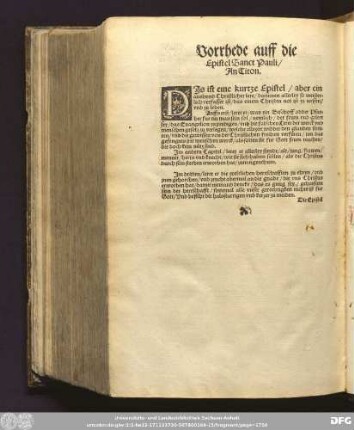 Vorrhede auff die Epistel Sanct Pauli/ An Titon.