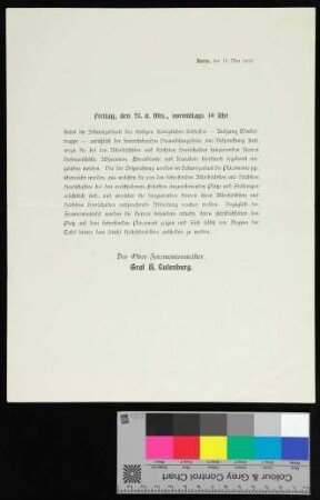 Einladung zur Vorbesprechung am 23.05.1913 bezüglich der bevorstehenden Vermählungsfeier am 24.05.1913