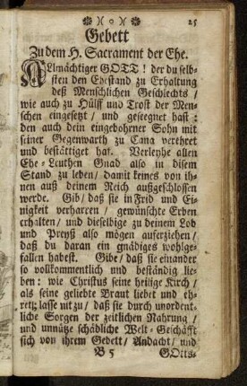 Gebett Zu dem H. Sacrament der Ehe.