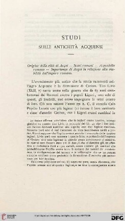 5: Studi sulle antichità acquensi