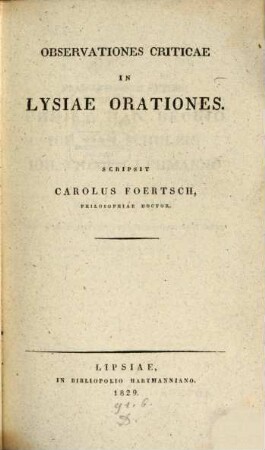 Observationes criticae in Lysiae orationes