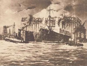 Hamburger Hafen : Hamburg Hafen, Gemälde v. R. Döring