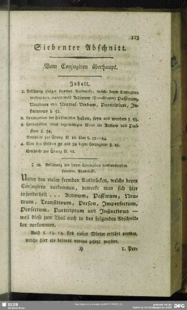 Siebenter Abschnitt. Vom Conjugiren überhaupt