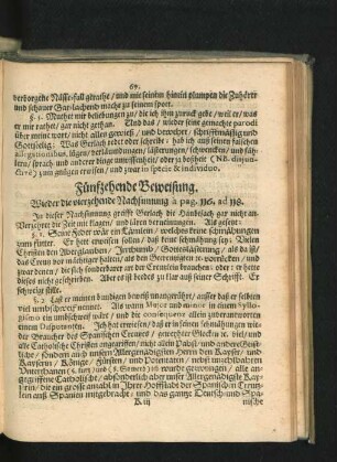 Fünfzehende Beweisung. Wieder die vierzehende Nachsinnung ...