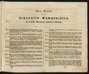 Kurze Notizen ueber die bekannten Componisten