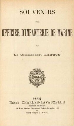 Souvenirs d'un officier d'infanterie de marine