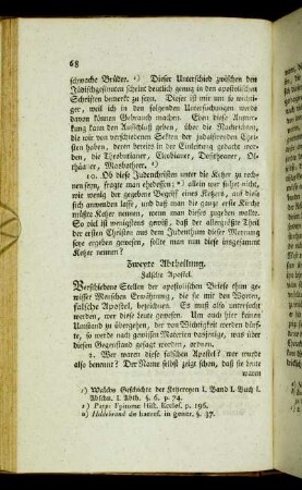 Zweyte Abtheilung. Falsche Apostel.