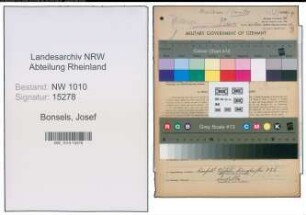 Entnazifizierung Josef Bonsels , geb. 17.06.1900 (Landwirt)
