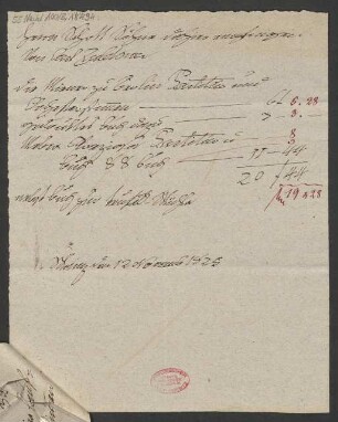 Rechnung über diverse Musikalien : 12.11.1825