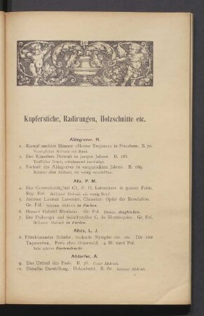 Kupferstiche, Radirungen, Holzschnitte etc