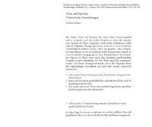Krise und Sprache