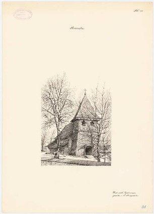 Holzkirche, Brinnitz: Perspektivische Ansicht (aus: Die Holzkirchen und Holztürme der preußischen Ostprovinzen)