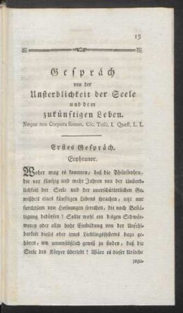Gespräch von der Unsterblichkeit der Seele und dem zukünftigen Leben