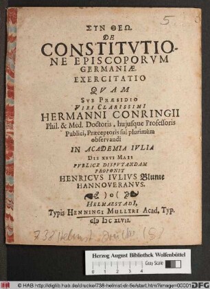 De Constitutione Episcoporum Germaniae. Exercitatio