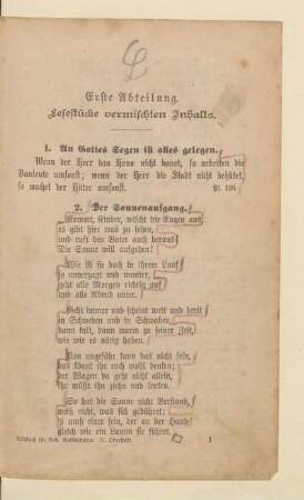 Erste Abteilung. Lesestücke vermischten Inhalts