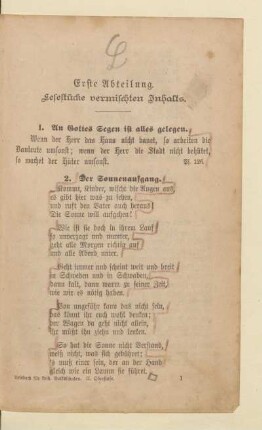 Erste Abteilung. Lesestücke vermischten Inhalts