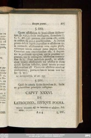 Caput XXXVI. De Latrocinio, Eiusque Poena.