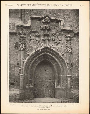 Oberkirche St. Marien, Frankfurt/Oder: Ansicht westliches Nordportal (aus: Blätter für Architektur und Kunsthandwerk, 19. Jg., 1906, Tafel 107)