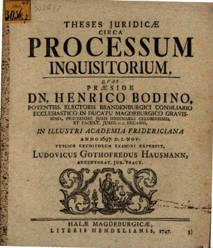 Theses Juridicae Circa Processum Inquisitorium