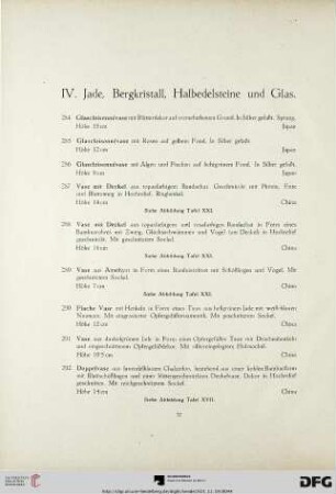 IV. Jade, Bergkristall, Halbedelsteine und Glas (Nr. 284-324)