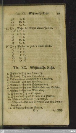Tit. XX. Wißmuth-Ertze