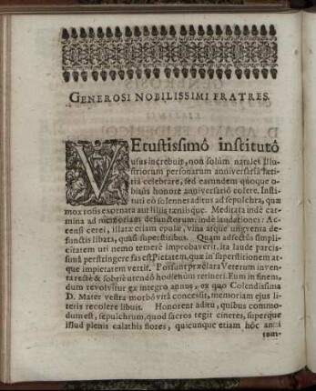 Generosi Nobilissimi Fratres.