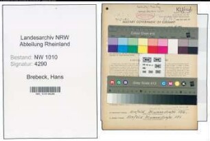 Entnazifizierung Hans Brebeck , geb. 13.11.1903 (Montagemeister)