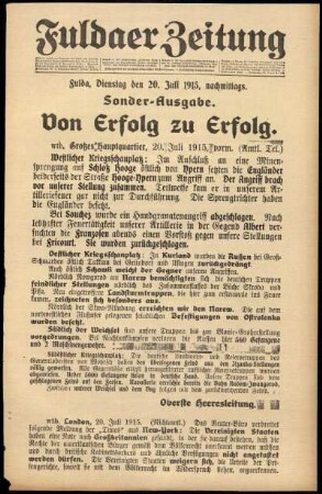 Ausgabe vom Dienstag, den 20. Juli 1915.