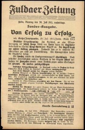 Ausgabe vom Dienstag, den 20. Juli 1915.