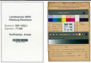 Entnazifizierung Arnold Korfmacher , geb. 07.04.1901 (Geschaeftsfuehrer)