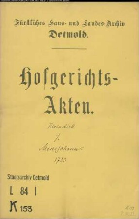 Kleindiek, Hans Hermann zu Humfeld gegen Meierjohann zu Lenstrup - Schuldforderung