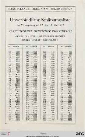 Unverbindliche Schätzungsliste