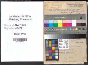 Entnazifizierung Willi Dohr , geb. 12.03.1909 (Abteilungsleiter)