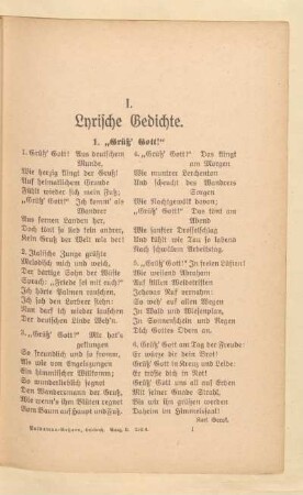 I. Lyrische Gedichte