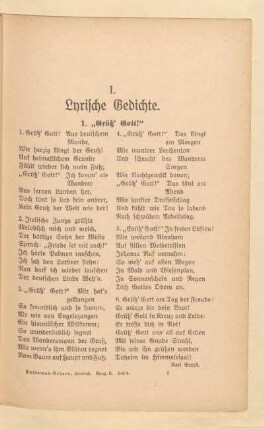 I. Lyrische Gedichte
