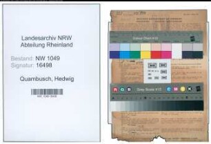 Entnazifizierung Hedwig Quambusch , geb. 24.09.1902 (Apothekerin)