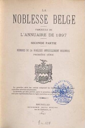 La Noblesse belge : annuaire de .... 1897,2