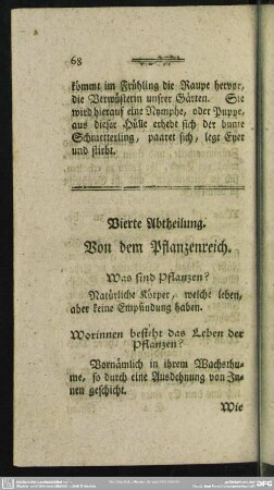 Vierte Abtheilung. Von dem Pflanzenreich