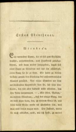 Erstes Abentheuer. Mirabeau.