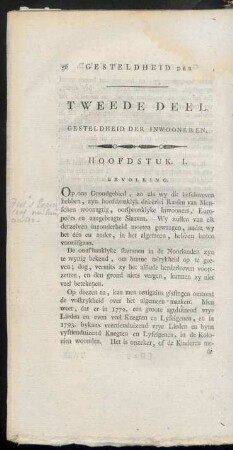 Tweede deel, gesteldheid der inwooneren
