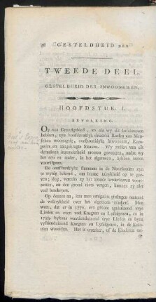 Tweede deel, gesteldheid der inwooneren
