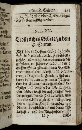Num XV. Trostreiches Gebett/ zu dem H. Cajetan.