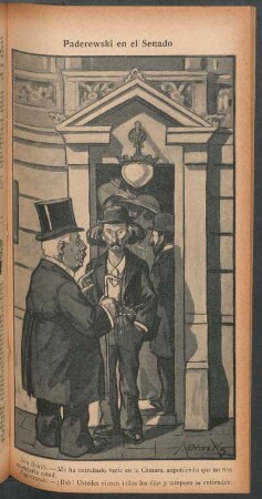 Paderewski en el Senado - [Caricatura]