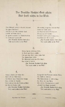 Gedicht: Der Deutsche fürchtet Gott allein und sonst nichts in der Welt.